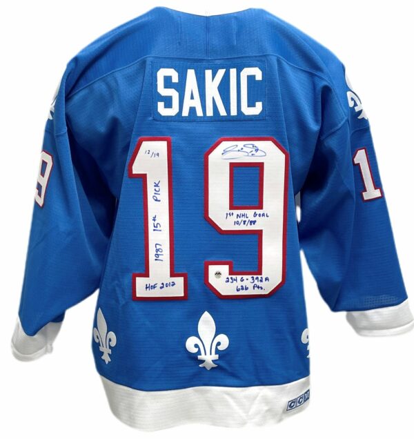 JOE SAKIC Signed Quebec Nordiques White CCM Jersey w/ HOF