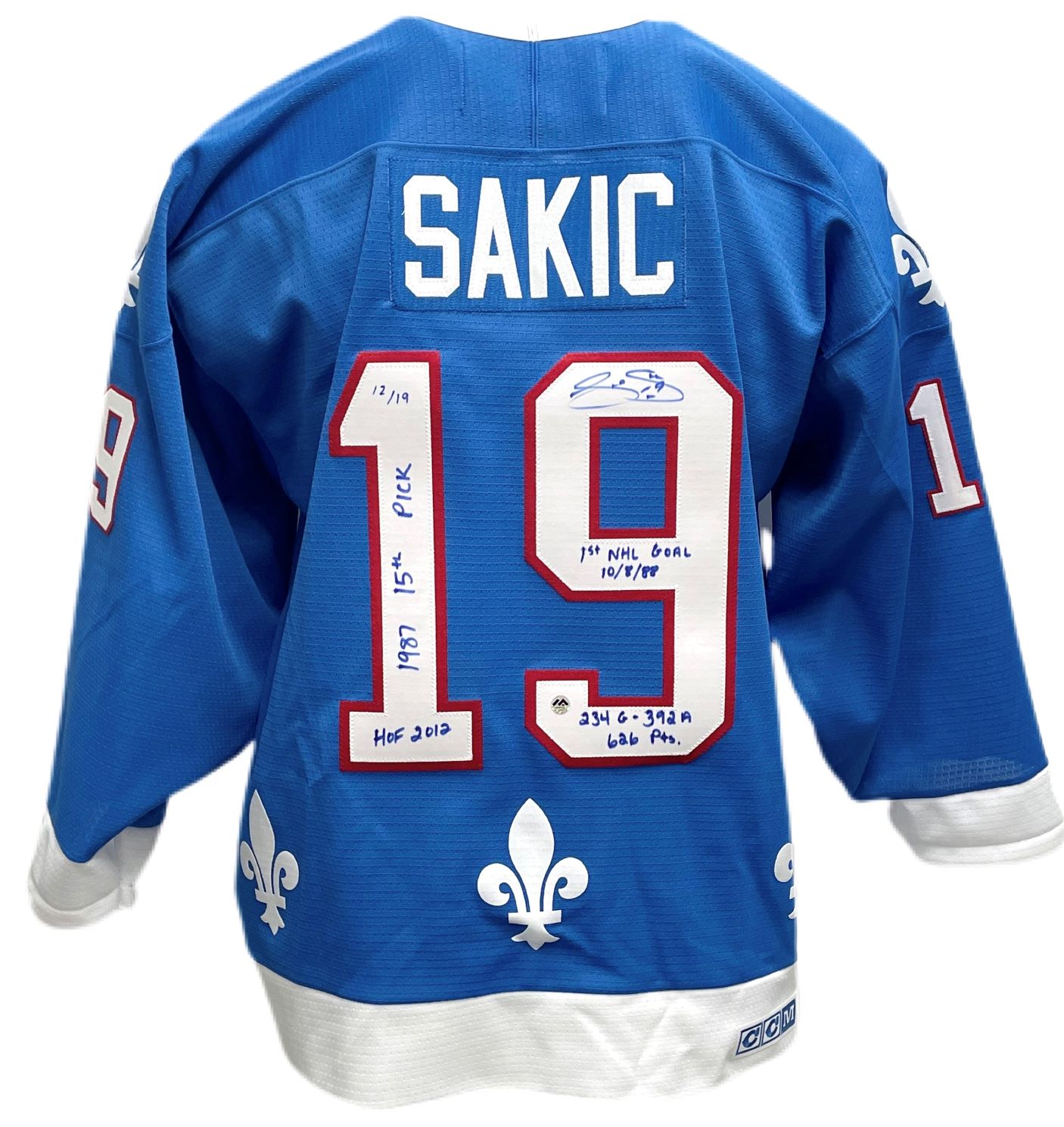 JOE SAKIC Signed Quebec Nordiques White CCM Jersey w/ HOF Inscription - NHL  Auctions